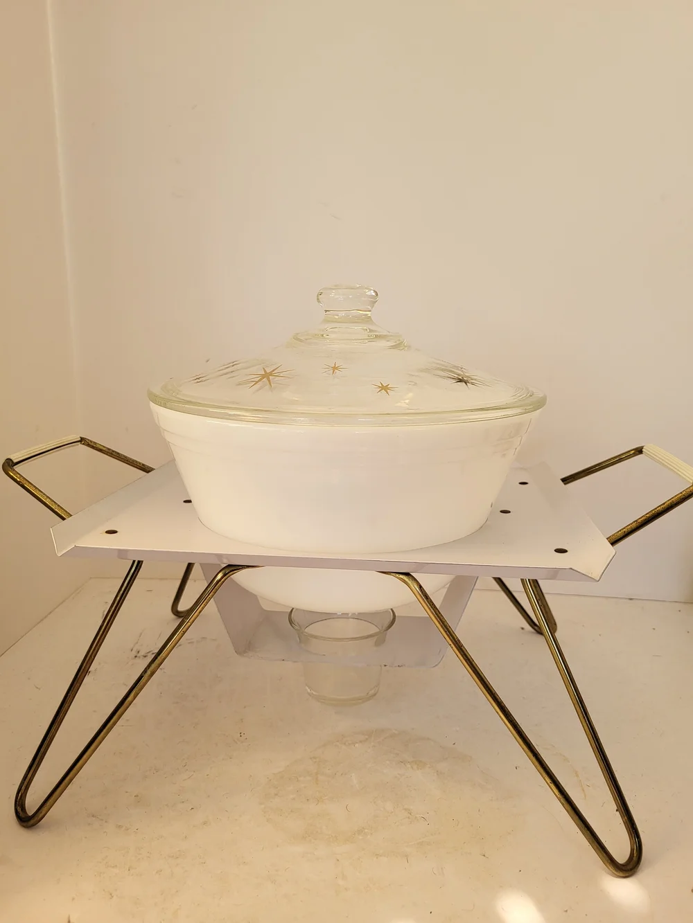 1960s Rodney Kent Starline Atomic Starburst Chafing Dish Buffet Server 1.5qt